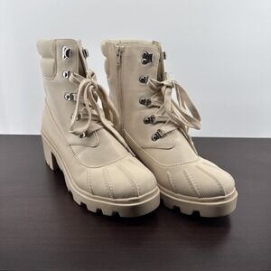 MADDEN GIRL Womens Ivory Lug Sole Bubbles Round Toe Block Heel Duck Boots‎ 10M